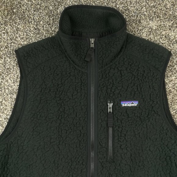 Patagonia Vest Retro Pile Full Zip Fleece Black Mens Medium 22821 $129 - Picture 2 of 10